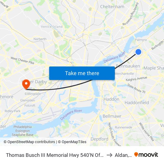 Thomas Busch III Memorial Hwy 540'N Of National H# to Aldan, PA map