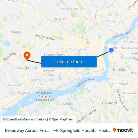 Broadway Across From Wrtc to Springfield Hospital Health Plex map