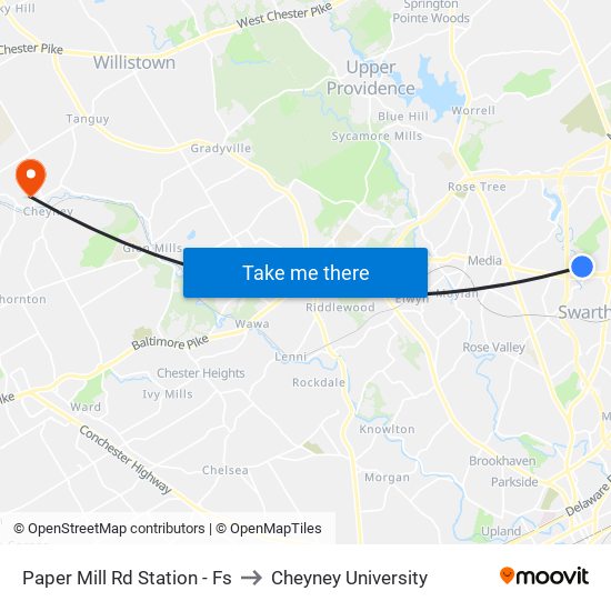 Paper Mill Rd Station - Fs to Cheyney University map