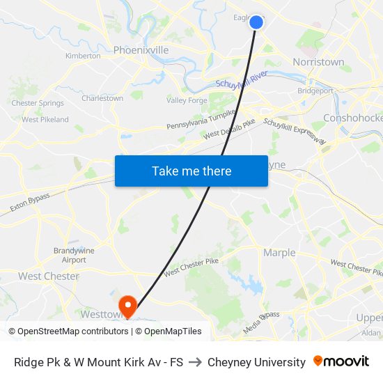 Ridge Pk & W Mount Kirk Av - FS to Cheyney University map