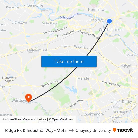 Ridge Pk & Industrial Way - Mbfs to Cheyney University map