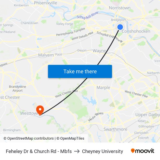 Feheley Dr & Church Rd - Mbfs to Cheyney University map