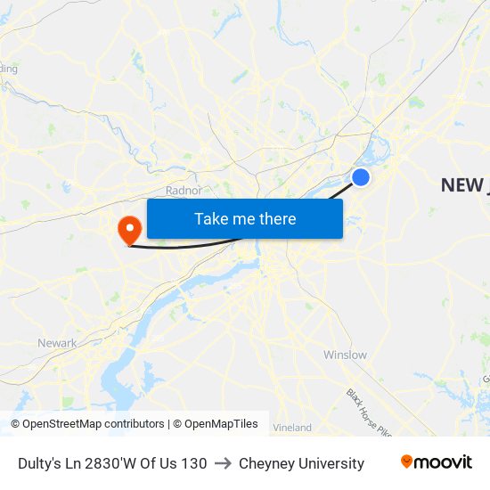 Dulty's Ln 2830'W Of Us 130 to Cheyney University map