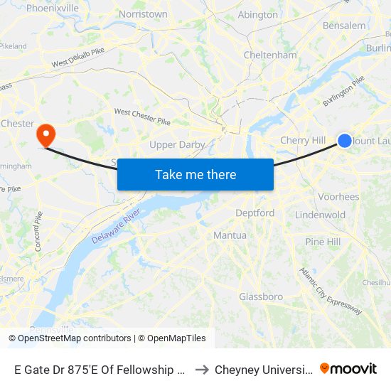 E Gate Dr 875'E Of Fellowship Rd to Cheyney University map