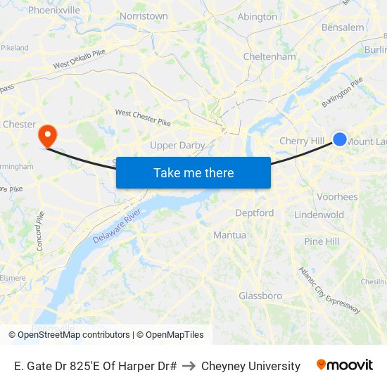E. Gate Dr 825'E Of Harper Dr# to Cheyney University map