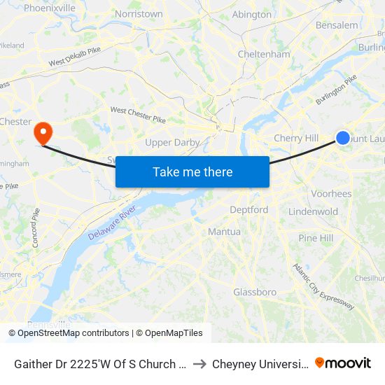 Gaither Dr 2225'W Of S Church St to Cheyney University map