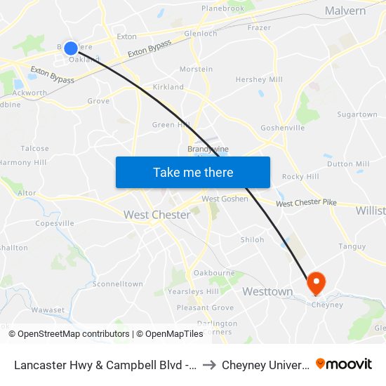 Lancaster Hwy & Campbell Blvd - Mbfs to Cheyney University map