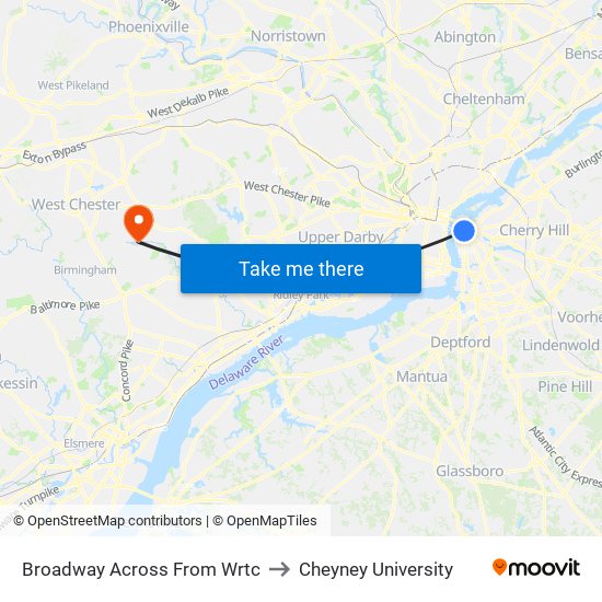 Broadway Across From Wrtc to Cheyney University map