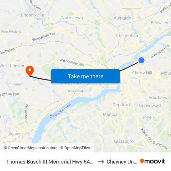 Thomas Busch III Memorial Hwy 540'N Of National H# to Cheyney University map