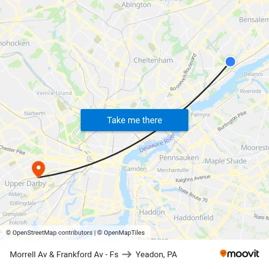 Morrell Av & Frankford Av - Fs to Yeadon, PA map
