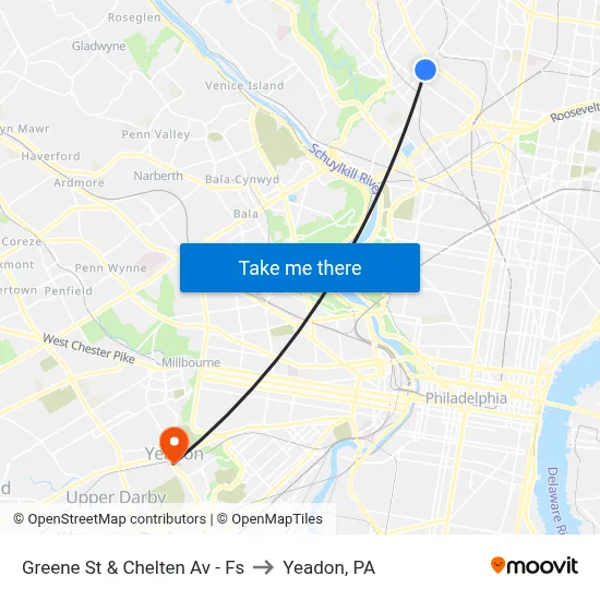 Greene St & Chelten Av - Fs to Yeadon, PA map