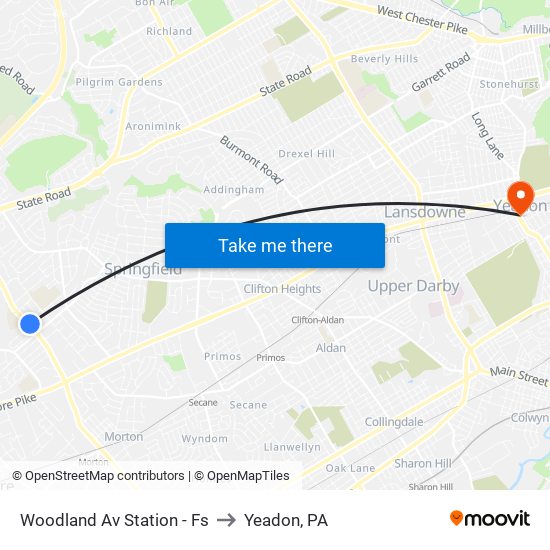 Woodland Av Station - Fs to Yeadon, PA map
