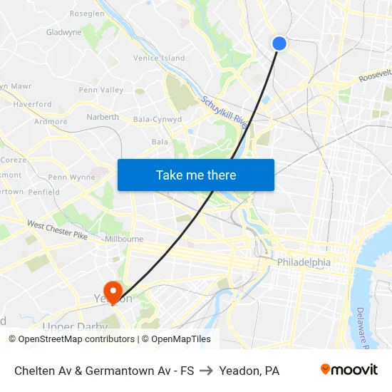 Chelten Av & Germantown Av - FS to Yeadon, PA map