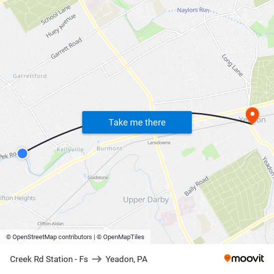 Creek Rd Station - Fs to Yeadon, PA map