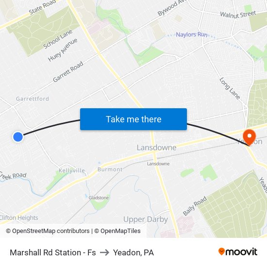 Marshall Rd Station - Fs to Yeadon, PA map