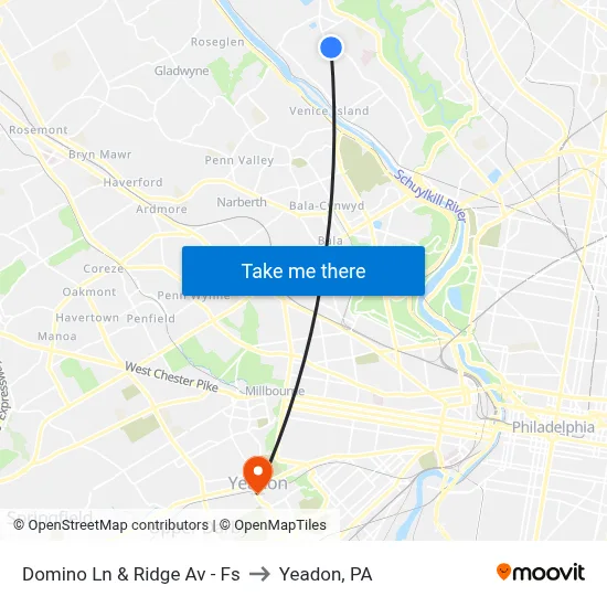 Domino Ln & Ridge Av - Fs to Yeadon, PA map