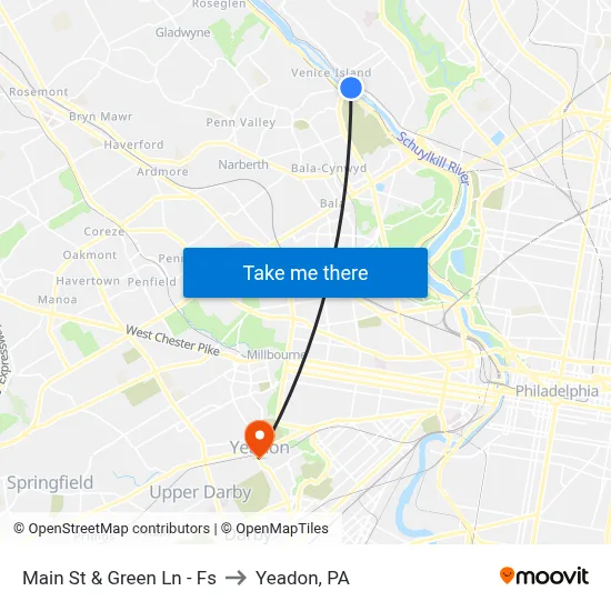 Main St & Green Ln - Fs to Yeadon, PA map