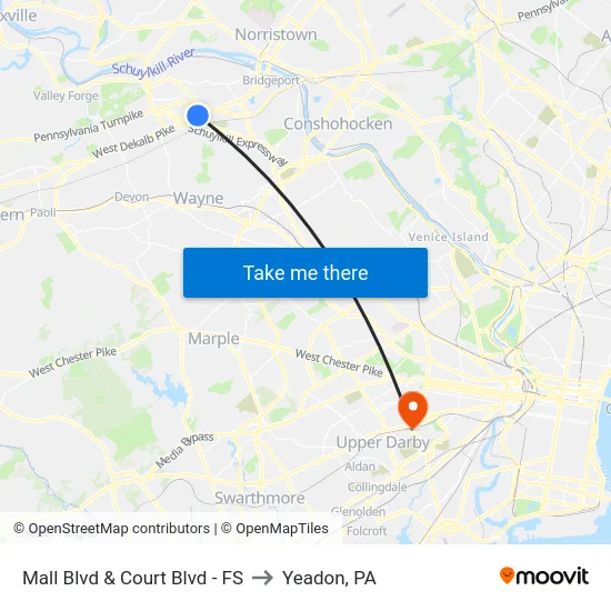 Mall Blvd & Court Blvd - FS to Yeadon, PA map