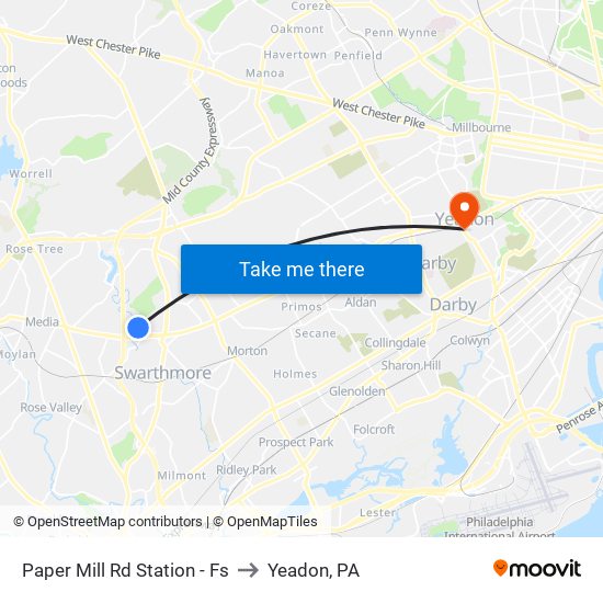 Paper Mill Rd Station - Fs to Yeadon, PA map