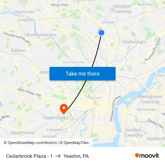 Cedarbrook Plaza - 1 to Yeadon, PA map