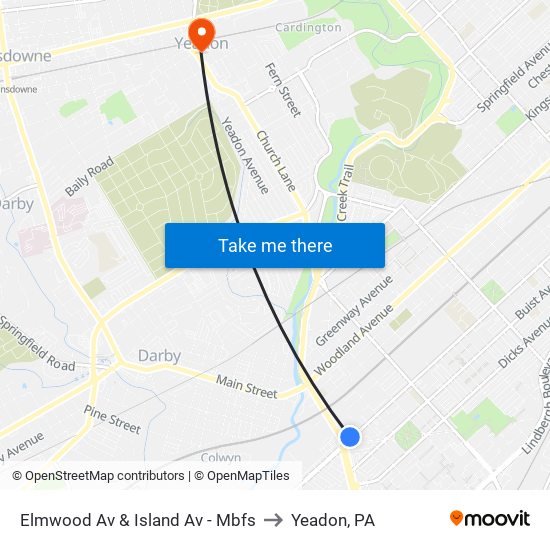 Elmwood Av & Island Av - Mbfs to Yeadon, PA map