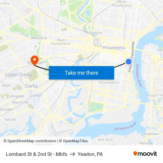 Lombard St & 2nd St - Mbfs to Yeadon, PA map