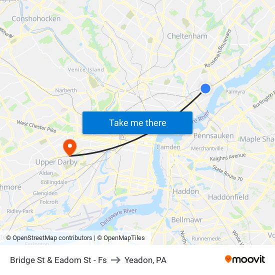 Bridge St & Eadom St - Fs to Yeadon, PA map