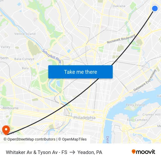 Whitaker Av & Tyson Av - FS to Yeadon, PA map