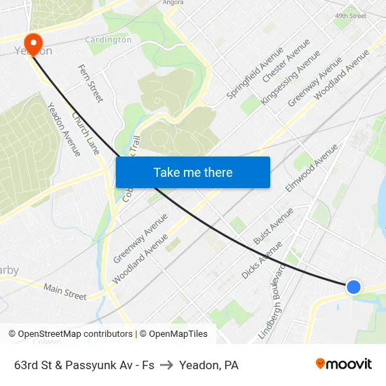 63rd St & Passyunk Av - Fs to Yeadon, PA map