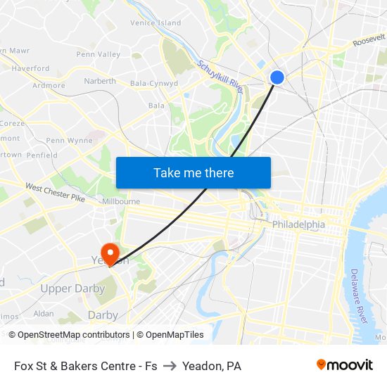 Fox St & Bakers Centre - Fs to Yeadon, PA map