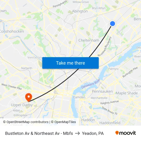 Bustleton Av & Northeast Av - Mbfs to Yeadon, PA map