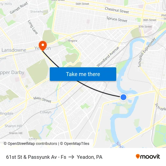 61st St & Passyunk Av - Fs to Yeadon, PA map