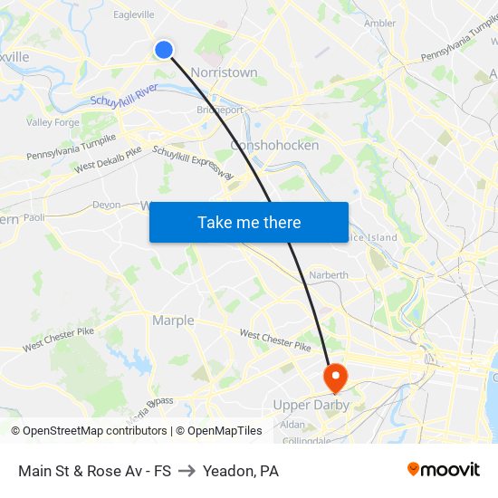 Main St & Rose Av - FS to Yeadon, PA map