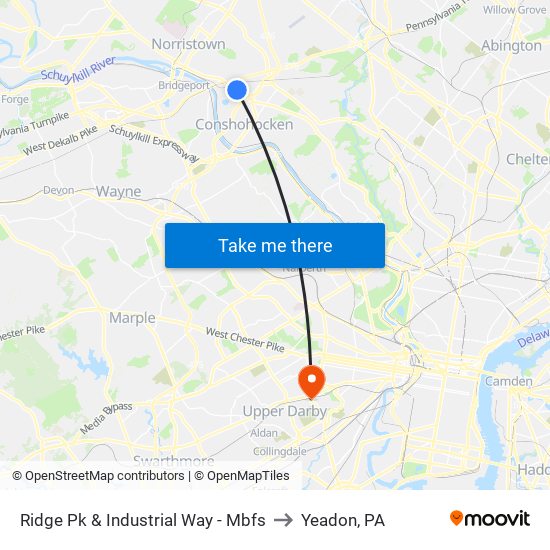 Ridge Pk & Industrial Way - Mbfs to Yeadon, PA map