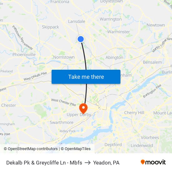 Dekalb Pk & Greycliffe Ln - Mbfs to Yeadon, PA map