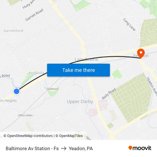 Baltimore Av Station - Fs to Yeadon, PA map