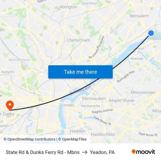State Rd & Dunks Ferry Rd - Mbns to Yeadon, PA map