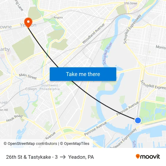 26th St & Tastykake - 3 to Yeadon, PA map