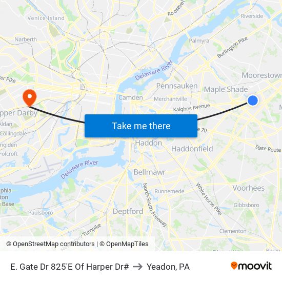 E. Gate Dr 825'E Of Harper Dr# to Yeadon, PA map