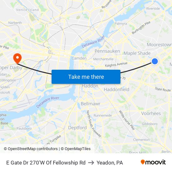 E Gate Dr 270'W Of Fellowship Rd to Yeadon, PA map