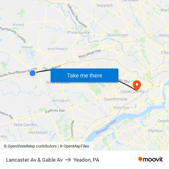 Lancaster Av & Gable Av to Yeadon, PA map