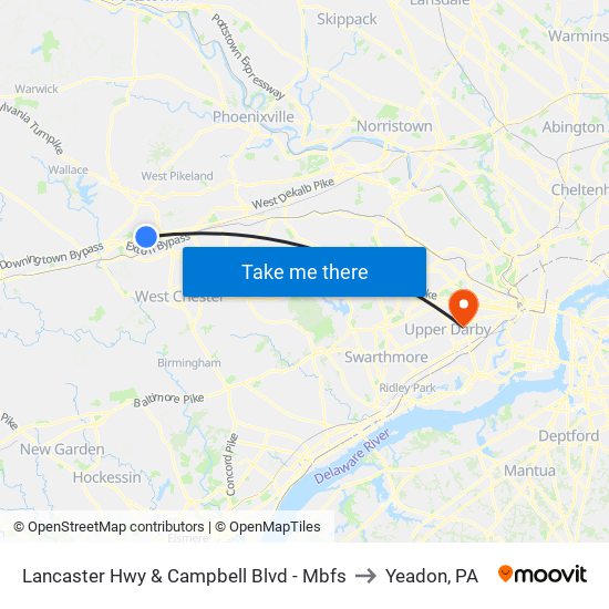 Lancaster Hwy & Campbell Blvd - Mbfs to Yeadon, PA map