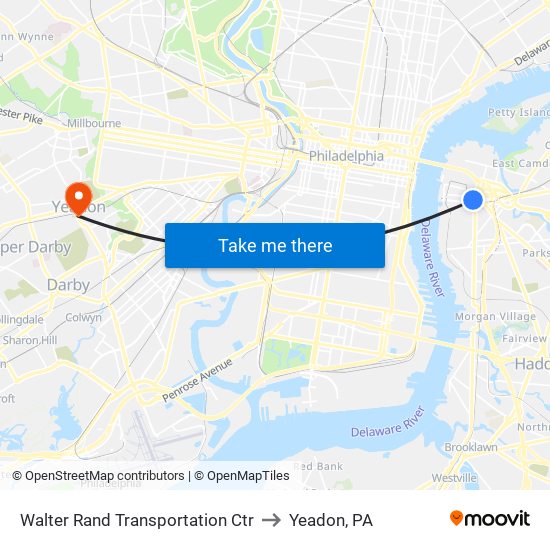 Walter Rand Transportation Ctr to Yeadon, PA map