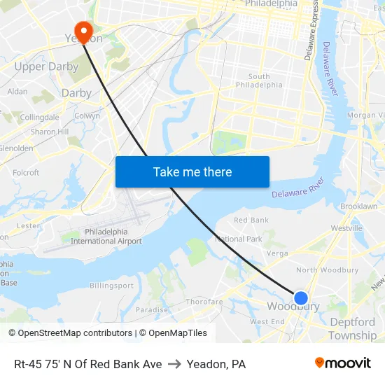 Rt-45 75' N Of Red Bank Ave to Yeadon, PA map