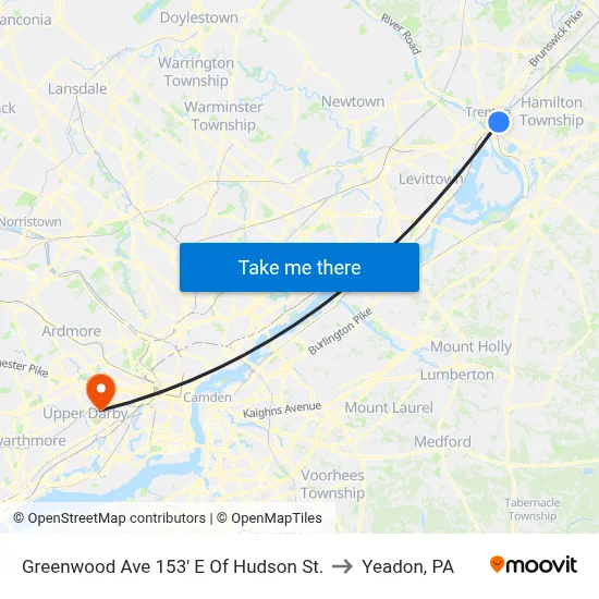 Greenwood Ave 153' E Of Hudson St. to Yeadon, PA map