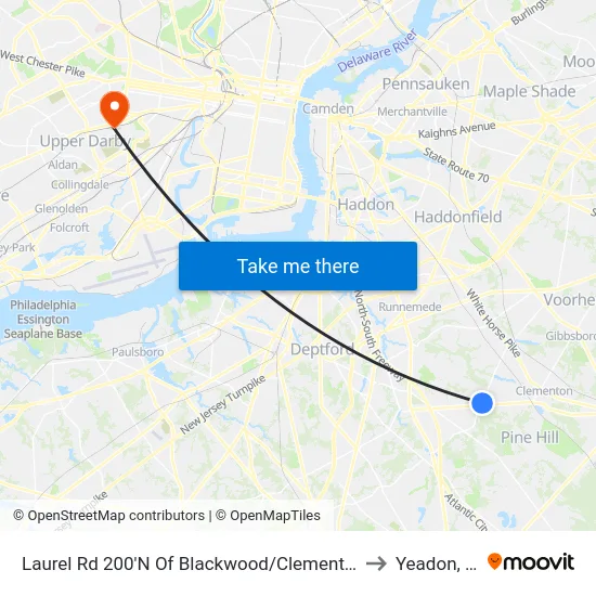 Laurel Rd 200'N Of Blackwood/Clementon Rd to Yeadon, PA map