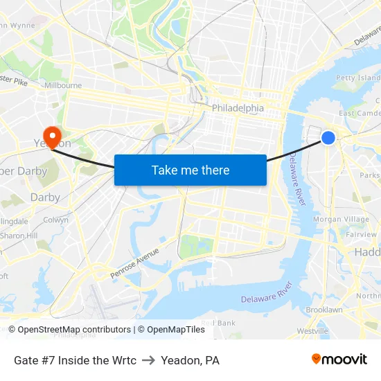 Gate #7 Inside the Wrtc to Yeadon, PA map