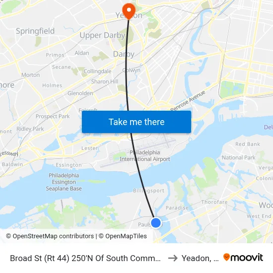 Broad St (Rt 44) 250'N Of South Commerce St to Yeadon, PA map