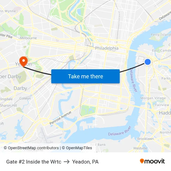 Gate #2 Inside the Wrtc to Yeadon, PA map