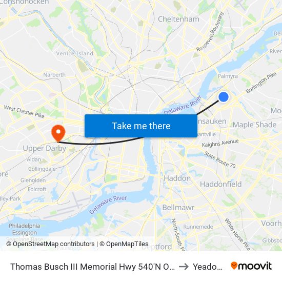 Thomas Busch III Memorial Hwy 540'N Of National H# to Yeadon, PA map